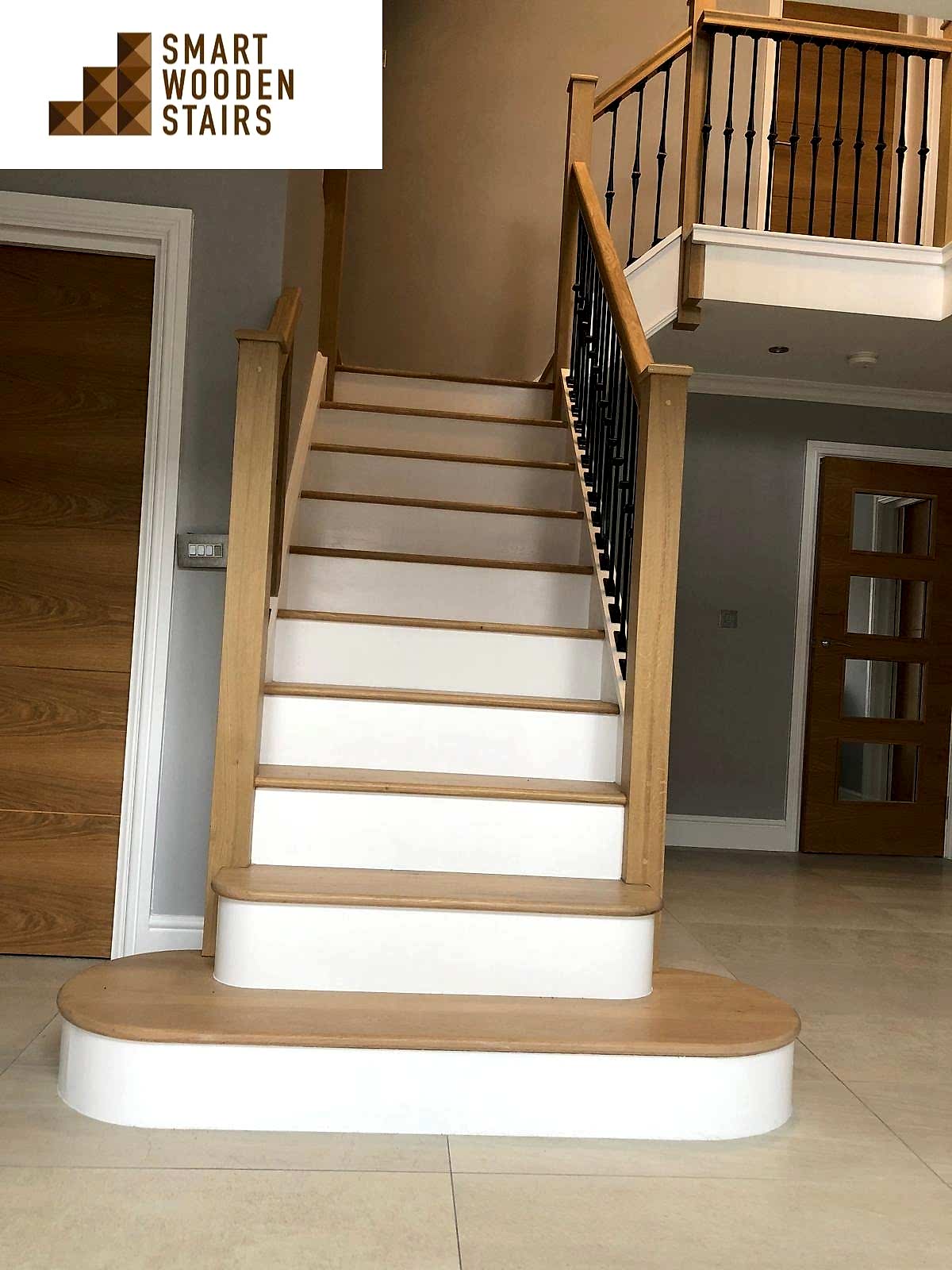 Mix match staircase with metal spindles